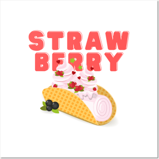 I love ice cream a waffle lot | Strawberry Ice Cream Flavor | Ice Cream Lovers | Sundae Lovers | Sweet Summer Treat | Sweet Tooth Posters and Art